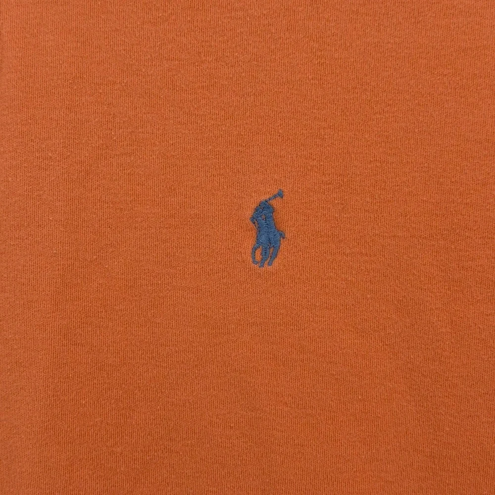Polo Ralph Lauren Polo Shirt Mens‎ XL Orange Blue Pony Logo Pique Cotton Preppy
